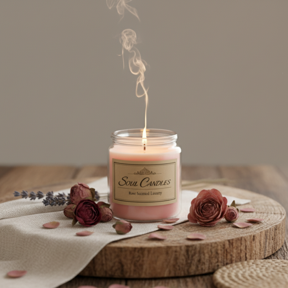 Soul Candles Rose Scented Luxury Candle | 100% Pure Soy Wax for Home Fragrance & Decor | Long Burning Jar Candle | Romantic Gift for Anniversary, Birthdays & Special Occasions