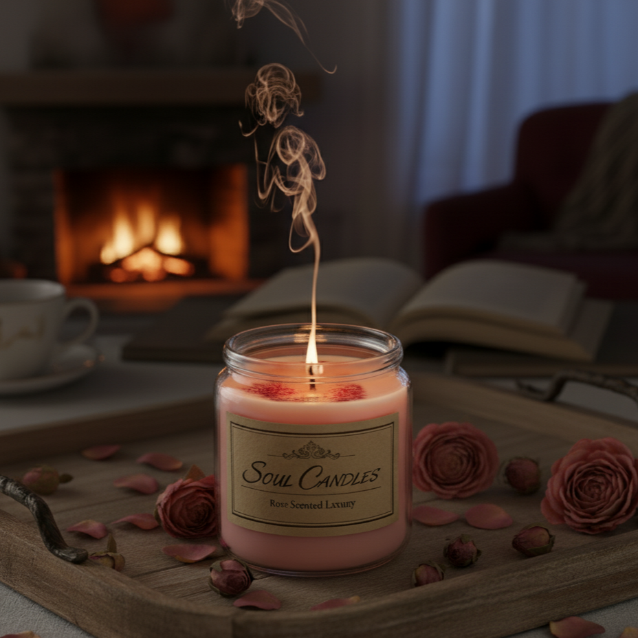 Soul Candles Rose Scented Luxury Candle | 100% Pure Soy Wax for Home Fragrance & Decor | Long Burning Jar Candle | Romantic Gift for Anniversary, Birthdays & Special Occasions