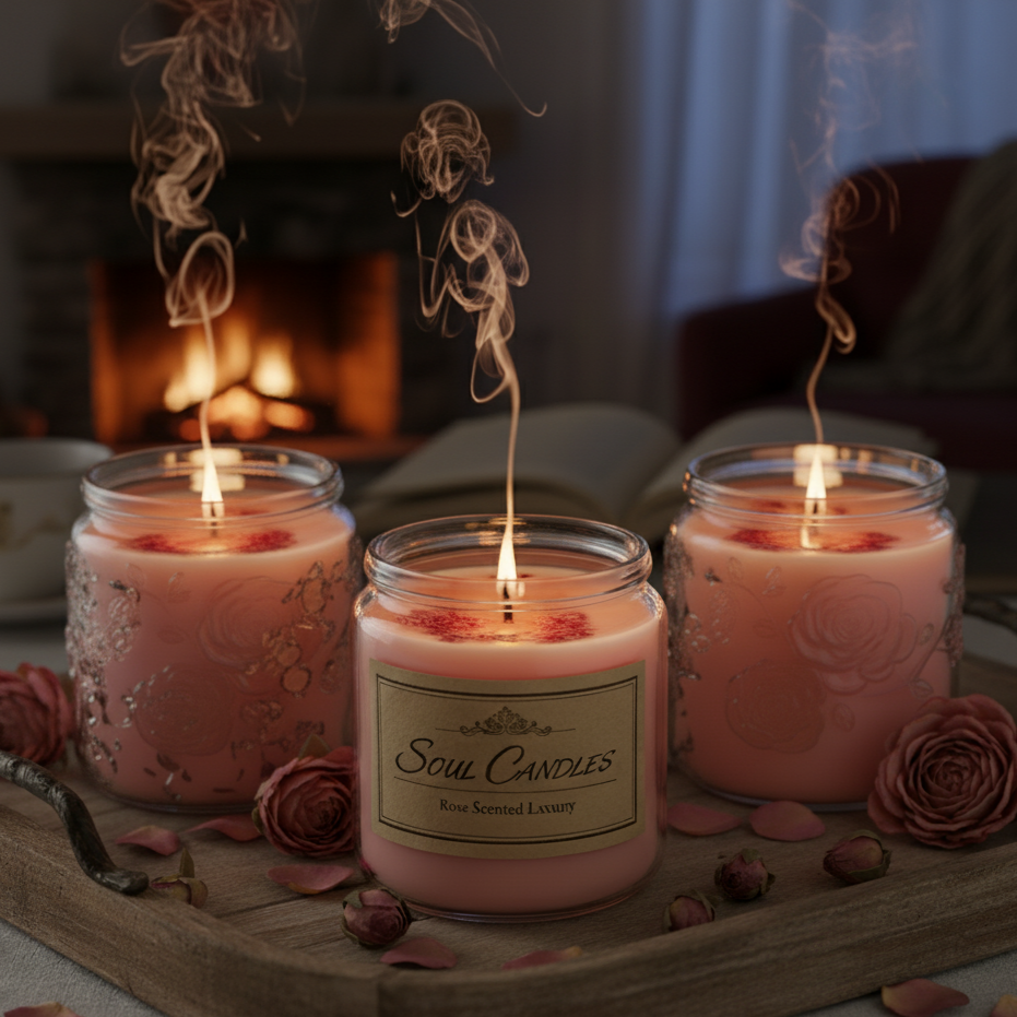 Soul Candles Rose Scented Luxury Candle | 100% Pure Soy Wax for Home Fragrance & Decor | Long Burning Jar Candle | Romantic Gift for Anniversary, Birthdays & Special Occasions