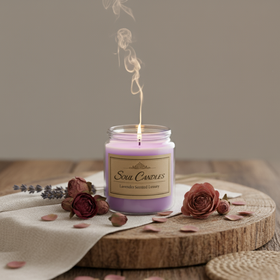 Soul Candles Lavender Scented Aromatherapy Candle | 100% Pure Soy Wax for Home Decor & Relaxation | Long Burning, Non-Toxic Jar Candle for Stress Relief & Gifting